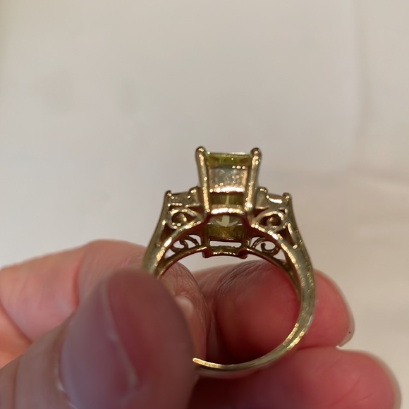 Seta Sterling Yellow Green Stone Gold Ring- Size 7 - Picture 12 of 13